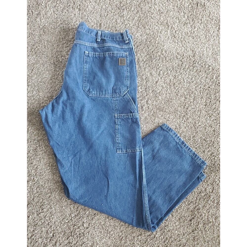 Big Bill Men's Carpenter Denim Blue Jeans 40x32 Small Hole See Pic